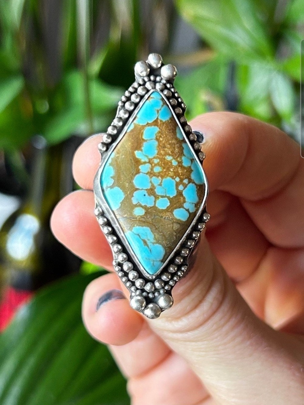Number #8 Turquoise Statement Ring Size 7.5